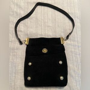 Vintage Triangle New York Black Suede/Brass Bag